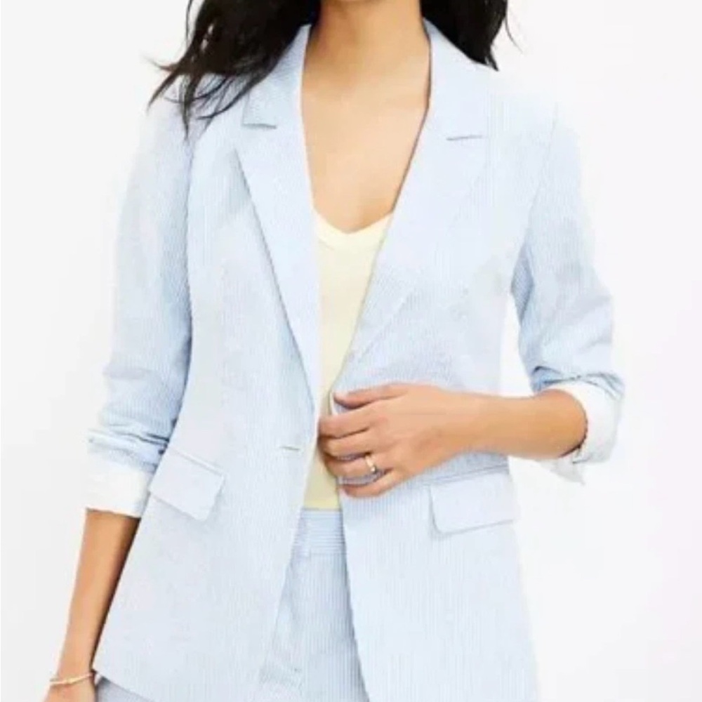 LOFT Light Blue Seersucker Women's Blazer Size 4